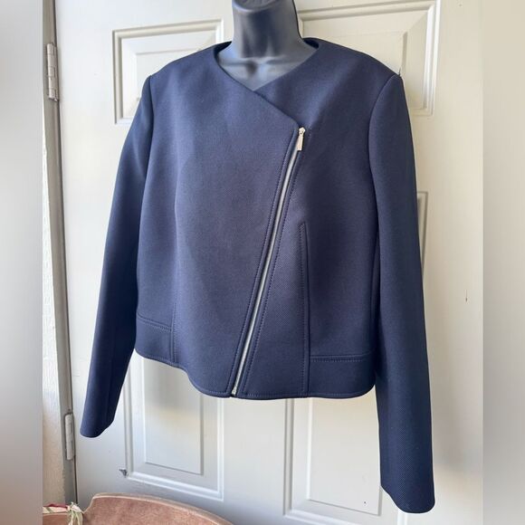 Boss Hugo Boss Womens Juleama Compact Twill Asymmetrical Zip Jacket Sz 14 - Picture 2 of 11